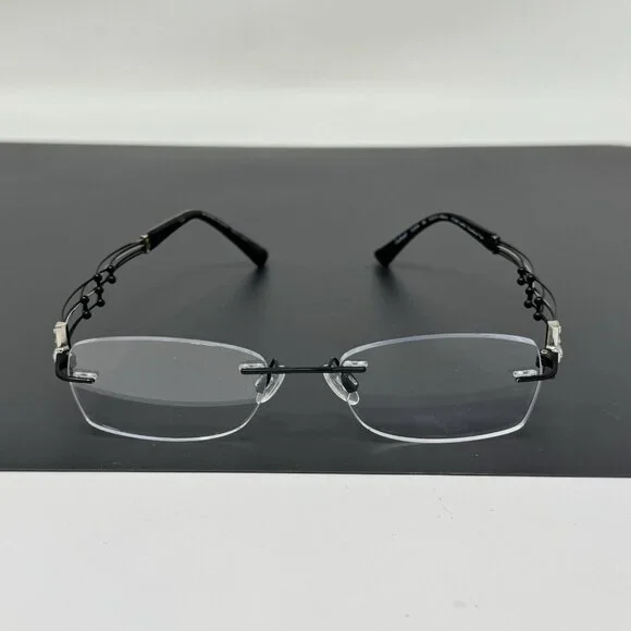 Charmant Eyeglasses XL2010 BK Titan Black Rhinestones Rimless Japan 51 [] 17 135